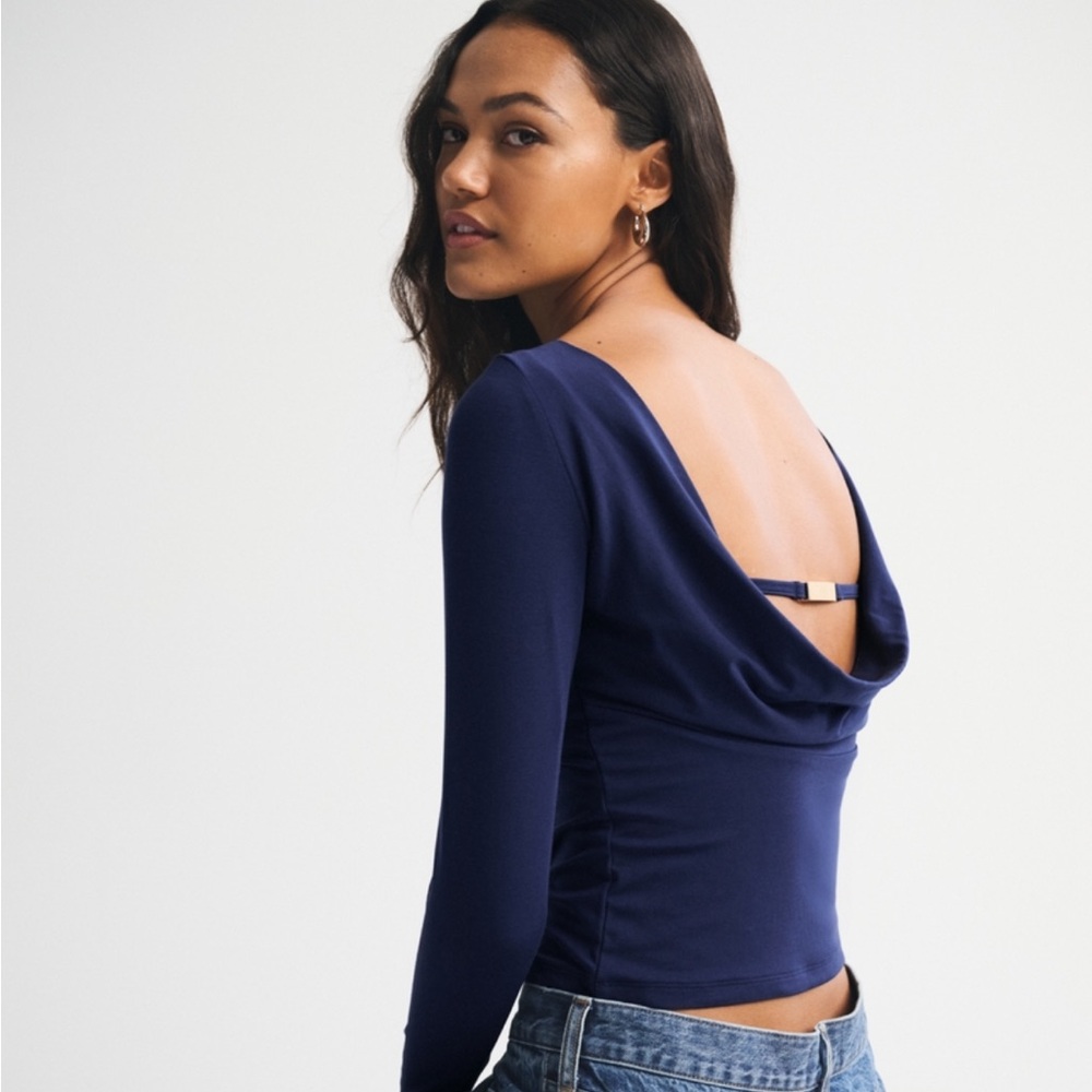 NWT Abercrombie & Fitch Cowl-Back Bra-Free Hardware Top